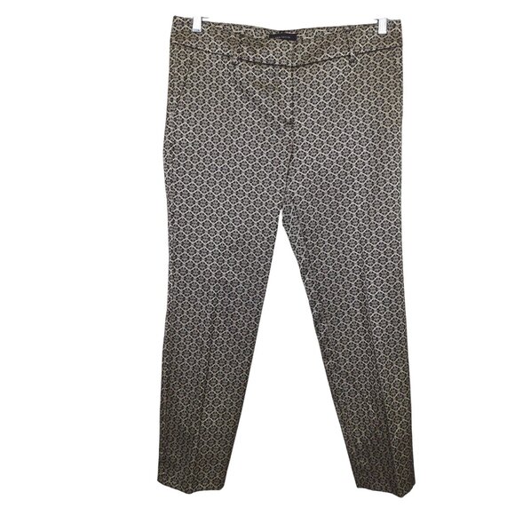 Ann Taylor Womens Metallic Brocade Patterned Slim Ankle‎ Pants Size 8 - Picture 1 of 15